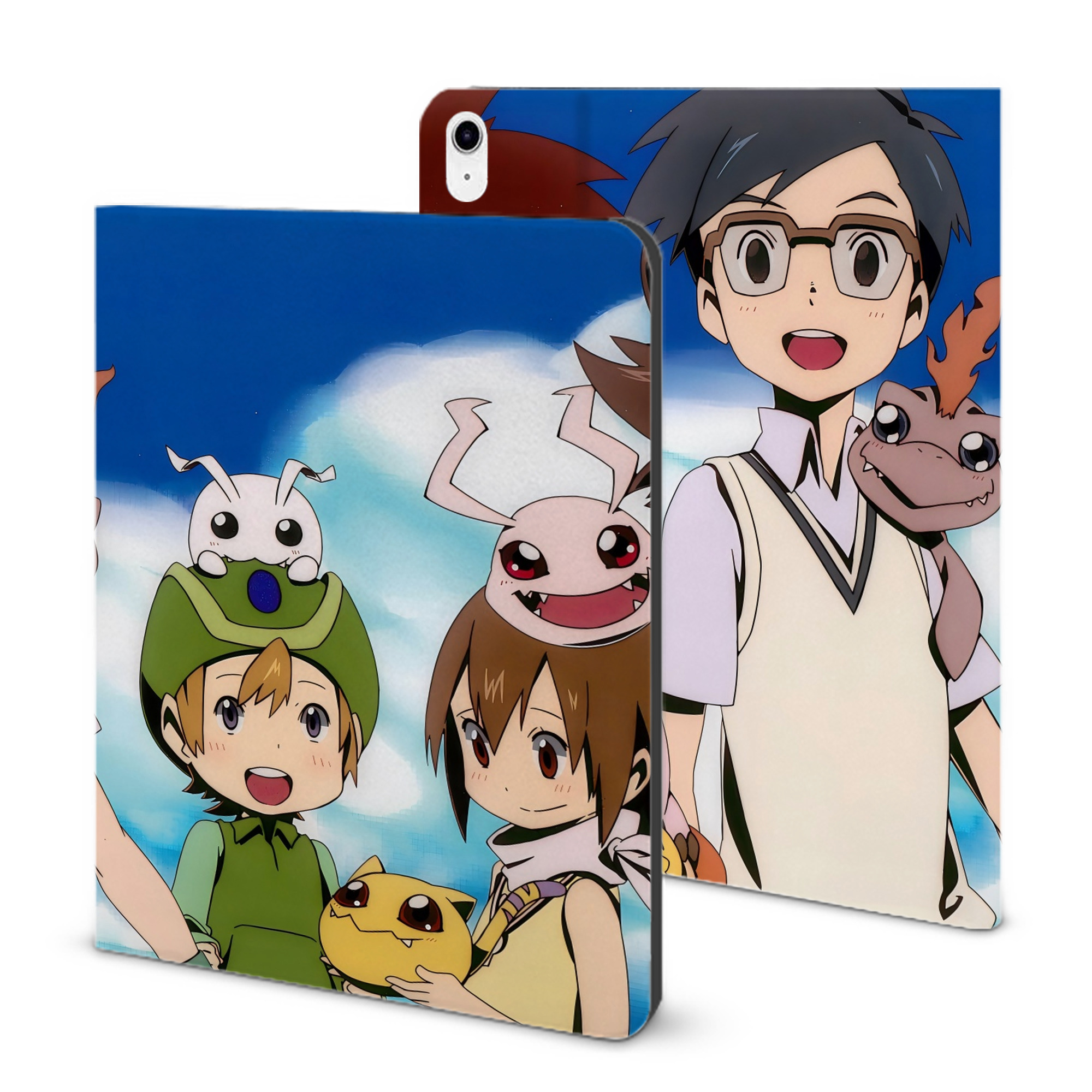 （画像用） Digimon デジタルモンスター/デジモン IPad ケース ブック型 PUレザー TPU 耐衝撃 軽量 薄型 ペン収納なし 全面保護 IPad 各モデル対応